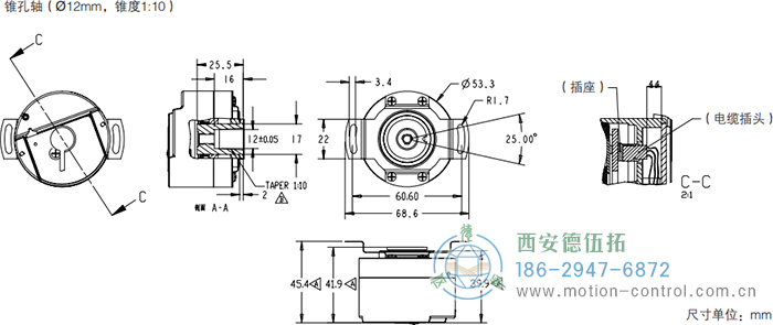 HC53光電電機(jī)反饋編碼器外形及安裝尺寸(錐孔軸) - 西安德伍拓自動化傳動系統(tǒng)有限公司 HC53光電電機(jī)反饋編碼器外形及安裝尺寸(錐孔軸) - 西安德伍拓自動化傳動系統(tǒng)有限公司
